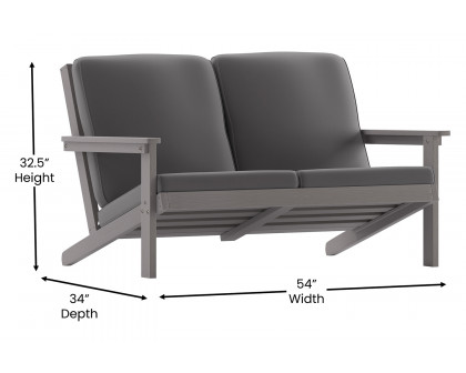 BLNK™ Charlestown All-Weather Poly Resin Wood Adirondack Style Deep Seat Patio Loveseat with Cushions - Gray/Gray