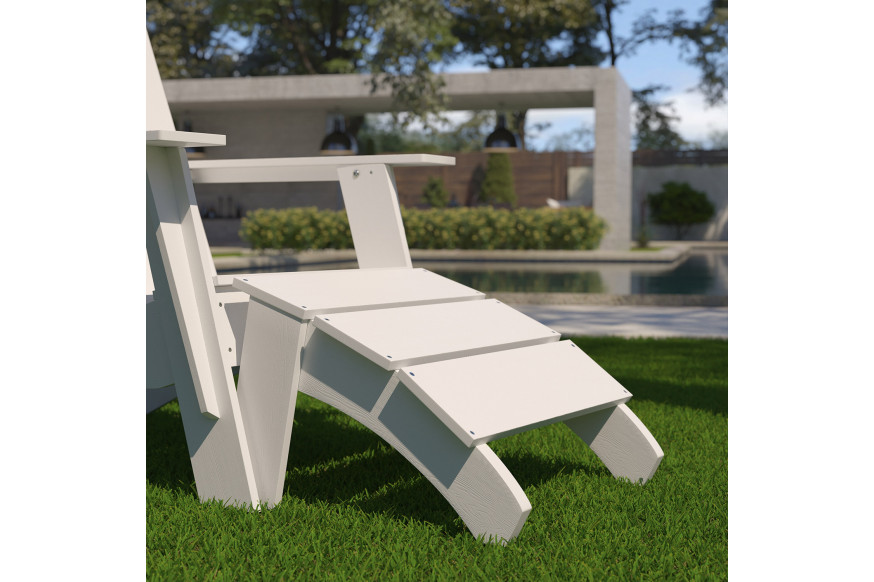 BLNK™ Sawyer Commercial All-Weather Poly Resin Wood Adirondack Ottoman Foot Rest - White