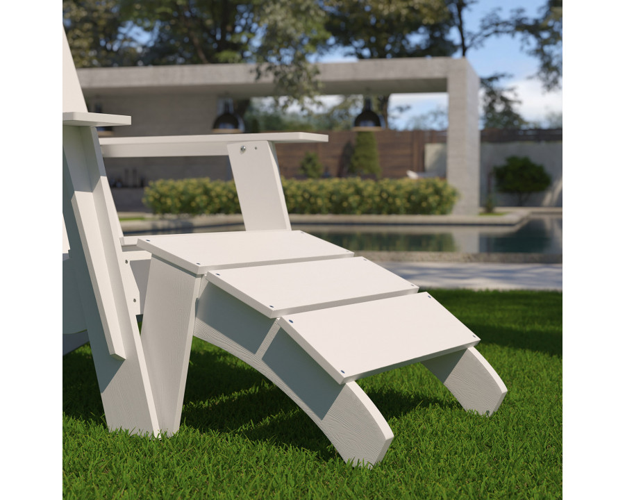 BLNK Sawyer Commercial All-Weather Poly Resin Wood Adirondack Ottoman Foot Rest - White