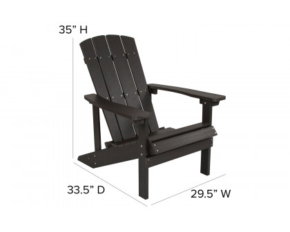 BLNK Charlestown Commercial All-Weather Poly Resin Wood Adirondack Chairs with Side Table 2 Pack - Black