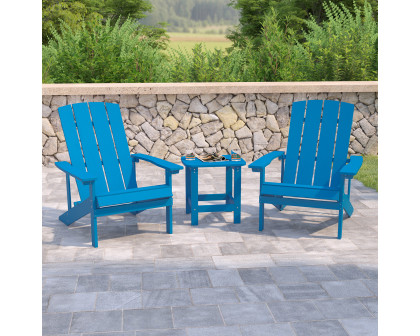 BLNK Charlestown Commercial All-Weather Poly Resin Wood Adirondack Chairs with Side Table 2 Pack