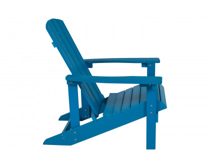 BLNK Charlestown Commercial All-Weather Poly Resin Wood Adirondack Chairs with Side Table 2 Pack - Blue