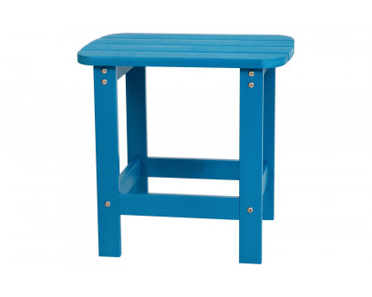 BLNK Charlestown Commercial All-Weather Poly Resin Wood Adirondack Chairs with Side Table 2 Pack - Blue