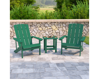 BLNK Charlestown Commercial All-Weather Poly Resin Wood Adirondack Chairs with Side Table 2 Pack