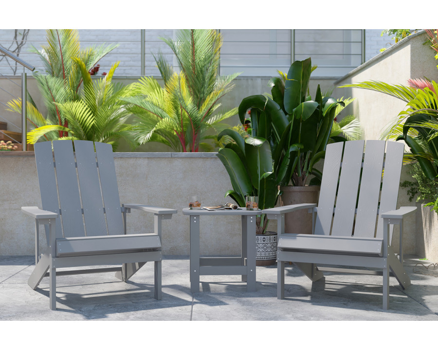 BLNK - Charlestown Commercial All-Weather Poly Resin Wood Adirondack Chairs with Side Table 2 Pack