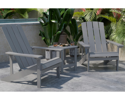 BLNK - Charlestown Commercial All-Weather Poly Resin Wood Adirondack Chairs with Side Table 2 Pack