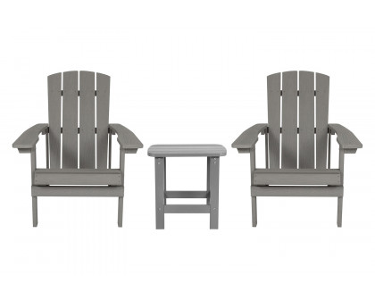 BLNK - Charlestown Commercial All-Weather Poly Resin Wood Adirondack Chairs with Side Table 2 Pack