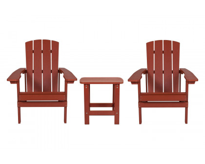 BLNK Charlestown Commercial All-Weather Poly Resin Wood Adirondack Chairs with Side Table 2 Pack