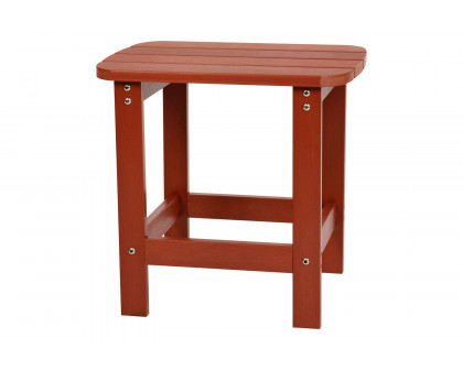 BLNK Charlestown Commercial All-Weather Poly Resin Wood Adirondack Chairs with Side Table 2 Pack - Red