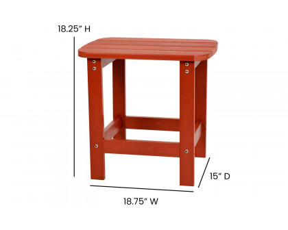 BLNK Charlestown Commercial All-Weather Poly Resin Wood Adirondack Chairs with Side Table 2 Pack - Red