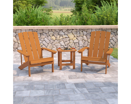 BLNK Charlestown Commercial All-Weather Poly Resin Wood Adirondack Chairs with Side Table 2 Pack