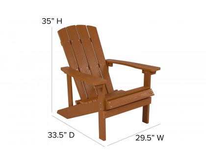 BLNK Charlestown Commercial All-Weather Poly Resin Wood Adirondack Chairs with Side Table 2 Pack - Teak