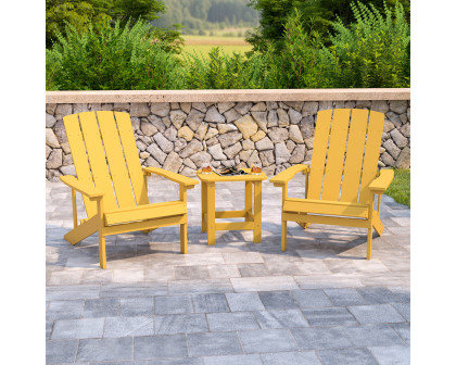 BLNK Charlestown Commercial All-Weather Poly Resin Wood Adirondack Chairs with Side Table 2 Pack