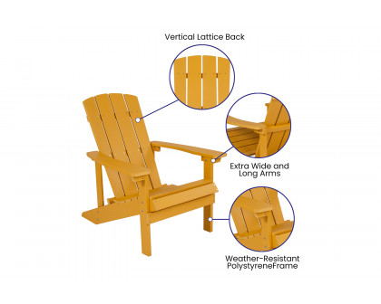 BLNK Charlestown Commercial All-Weather Poly Resin Wood Adirondack Chairs with Side Table 2 Pack - Yellow