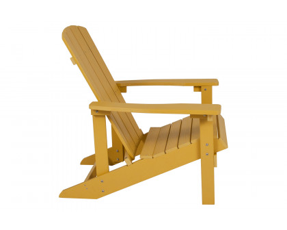 BLNK Charlestown Commercial All-Weather Poly Resin Wood Adirondack Chairs with Side Table 2 Pack - Yellow