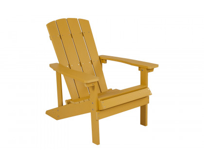 BLNK Charlestown Commercial All-Weather Poly Resin Wood Adirondack Chairs with Side Table 2 Pack - Yellow