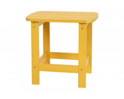 BLNK Charlestown Commercial All-Weather Poly Resin Wood Adirondack Chairs with Side Table 2 Pack - Yellow