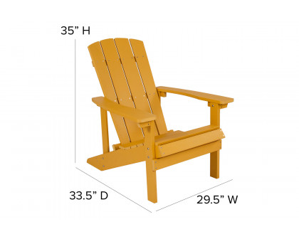 BLNK Charlestown Commercial All-Weather Poly Resin Wood Adirondack Chairs with Side Table 2 Pack - Yellow