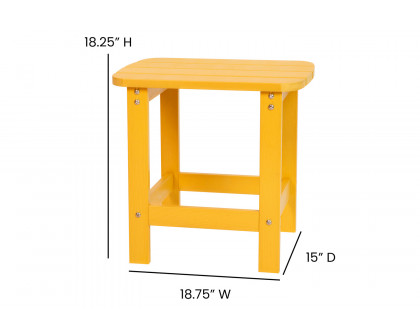 BLNK Charlestown Commercial All-Weather Poly Resin Wood Adirondack Chairs with Side Table 2 Pack - Yellow