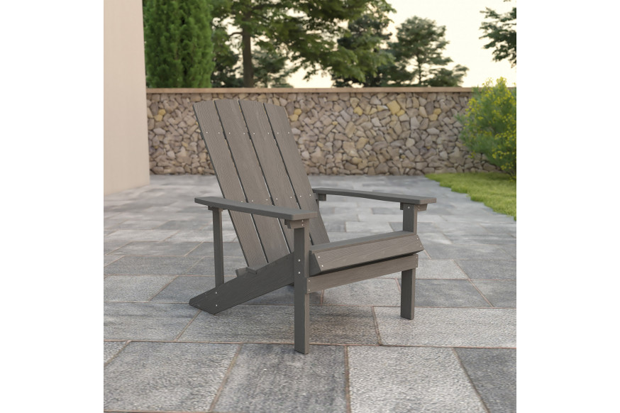 BLNK™ Charlestown Commercial All-Weather Poly Resin Wood Adirondack Chair - Gray