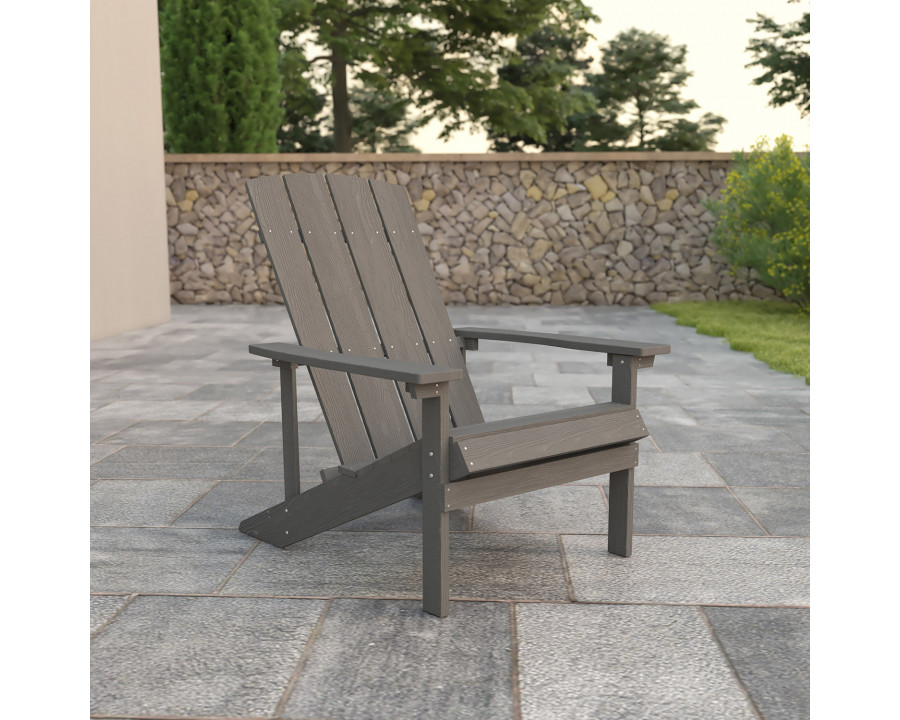 BLNK Charlestown Commercial All-Weather Poly Resin Wood Adirondack Chair - Gray