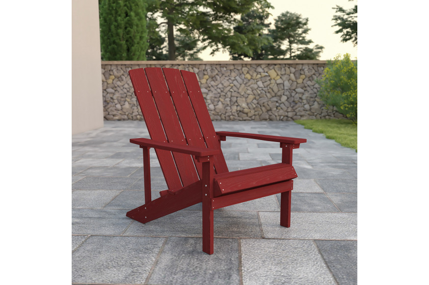 BLNK™ Charlestown Commercial All-Weather Poly Resin Wood Adirondack Chair - Red