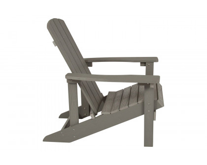 BLNK Charlestown Commercial Poly Resin Wood Adirondack Chair Set with Star and Moon Firepit with Mesh Cover 3 Piece - Gray