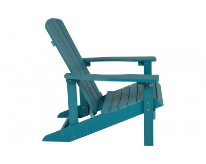 BLNK Charlestown Commercial Poly Resin Wood Adirondack Chair Set with Star and Moon Firepit with Mesh Cover 3 Piece - Sea Foam