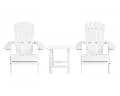 BLNK - Charlestown Commercial All-Weather Poly Resin Wood Folding Adirondack Chair with Side Table 2 Pack