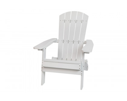 BLNK - Charlestown Commercial All-Weather Poly Resin Wood Folding Adirondack Chair with Side Table 2 Pack