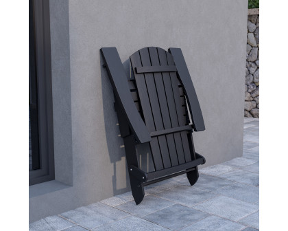 BLNK™ Charlestown Commercial All-Weather Poly Resin Wood Folding Adirondack Chair - Black