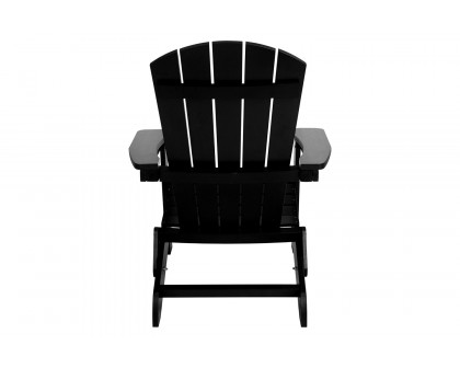 BLNK™ Charlestown Commercial All-Weather Poly Resin Wood Folding Adirondack Chair - Black