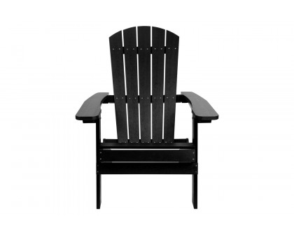 BLNK™ Charlestown Commercial All-Weather Poly Resin Wood Folding Adirondack Chair - Black