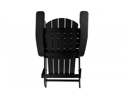 BLNK™ Charlestown Commercial All-Weather Poly Resin Wood Folding Adirondack Chair - Black