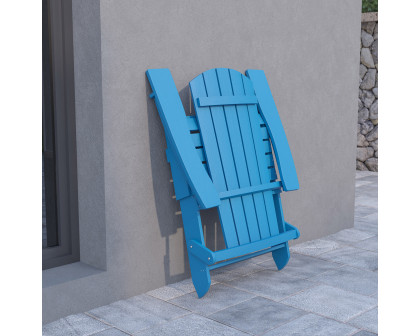 BLNK Charlestown Commercial All-Weather Poly Resin Wood Folding Adirondack Chair - Blue