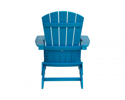 BLNK Charlestown Commercial All-Weather Poly Resin Wood Folding Adirondack Chair - Blue