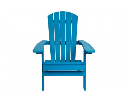 BLNK Charlestown Commercial All-Weather Poly Resin Wood Folding Adirondack Chair - Blue