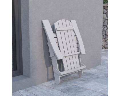 BLNK Charlestown Commercial All-Weather Poly Resin Wood Folding Adirondack Chair - Gray