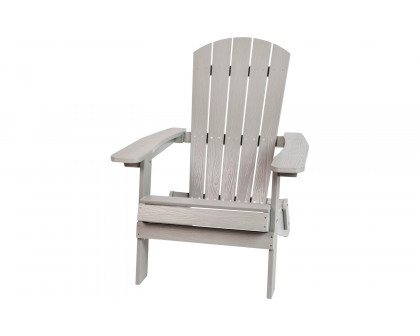 BLNK Charlestown Commercial All-Weather Poly Resin Wood Folding Adirondack Chair - Gray