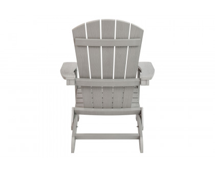 BLNK Charlestown Commercial All-Weather Poly Resin Wood Folding Adirondack Chair - Gray