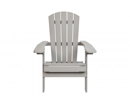 BLNK Charlestown Commercial All-Weather Poly Resin Wood Folding Adirondack Chair - Gray