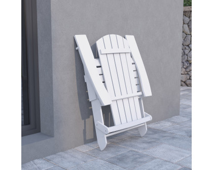 BLNK Charlestown Commercial All-Weather Poly Resin Wood Folding Adirondack Chair - White