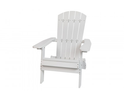 BLNK Charlestown Commercial All-Weather Poly Resin Wood Folding Adirondack Chair - White