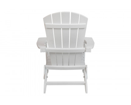 BLNK Charlestown Commercial All-Weather Poly Resin Wood Folding Adirondack Chair - White