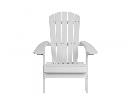 BLNK Charlestown Commercial All-Weather Poly Resin Wood Folding Adirondack Chair - White