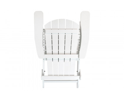 BLNK Charlestown Commercial All-Weather Poly Resin Wood Folding Adirondack Chair - White