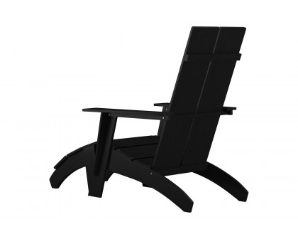 BLNK™ Sawyer Commercial All-Weather Poly Resin Wood Adirondack Chair with Foot Rest - Black