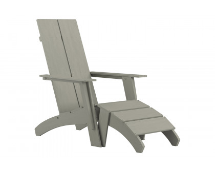 BLNK Sawyer Commercial All-Weather Poly Resin Wood Adirondack Chair with Foot Rest