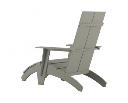 BLNK Sawyer Commercial All-Weather Poly Resin Wood Adirondack Chair with Foot Rest - Gray