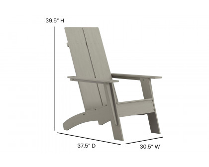 BLNK Sawyer Commercial All-Weather Poly Resin Wood Adirondack Chair with Foot Rest - Gray